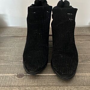 Shoe Dazzle Black Perforated Ankle Booties